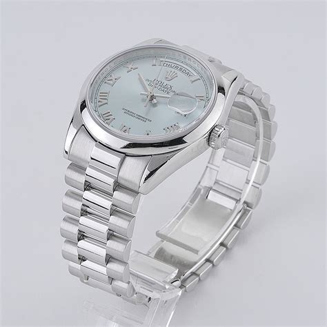 rolex day date glacier blue dial platinum|rolex platinum watch price.